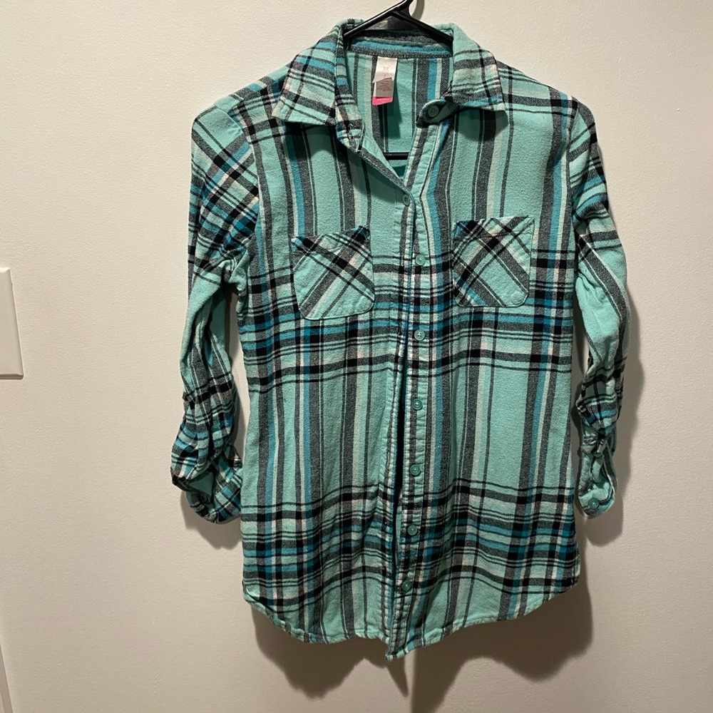 Button flannel plaid
